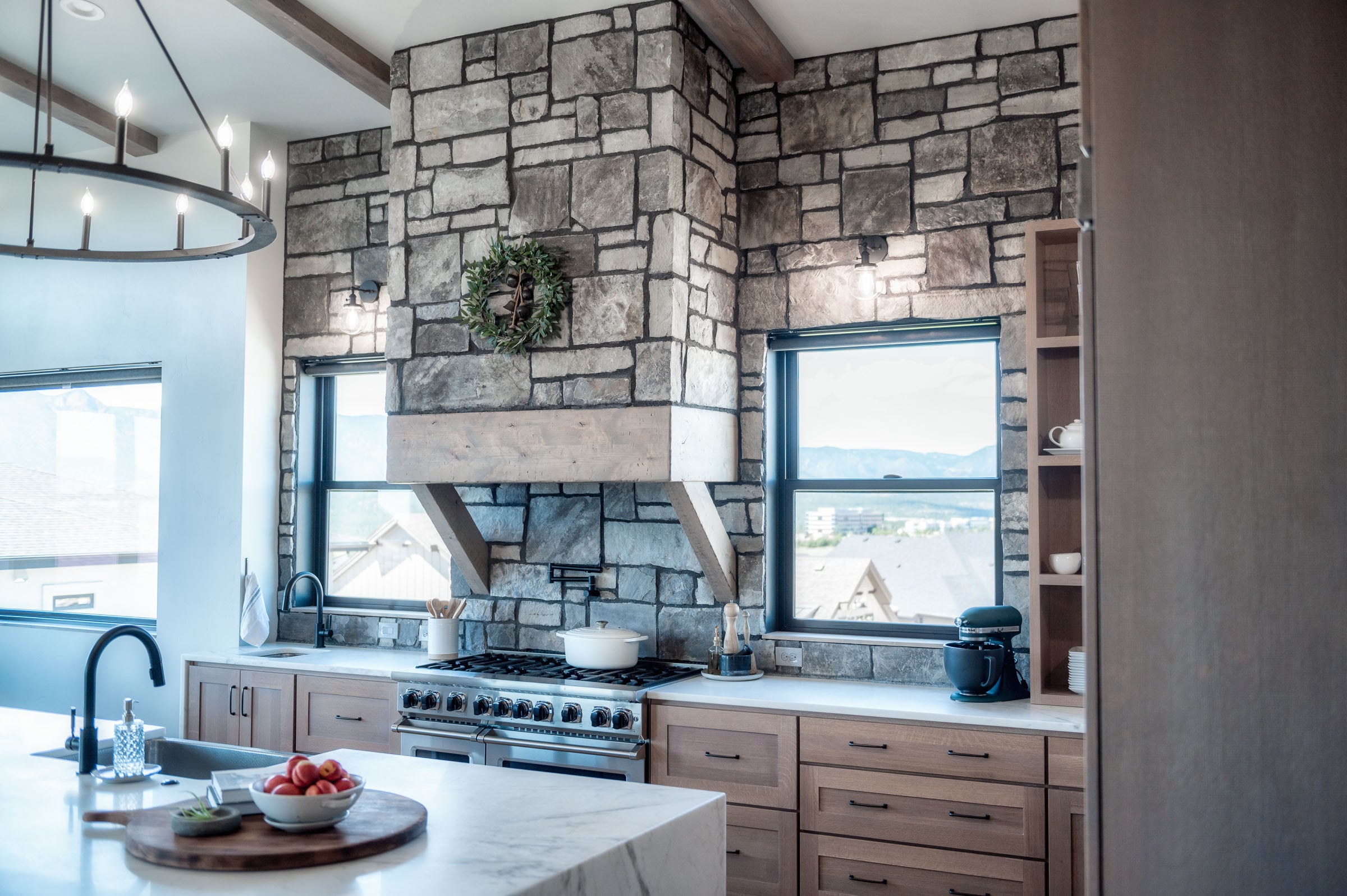 Kitchen with Stone Backsplash