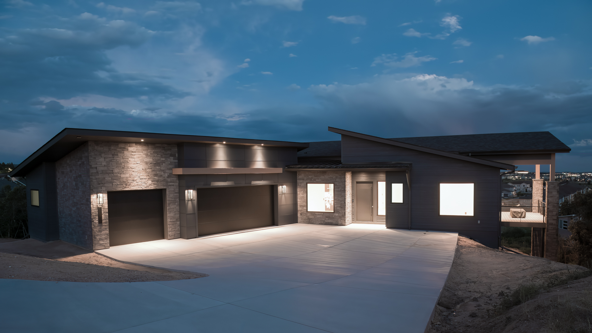 Home exterior at night