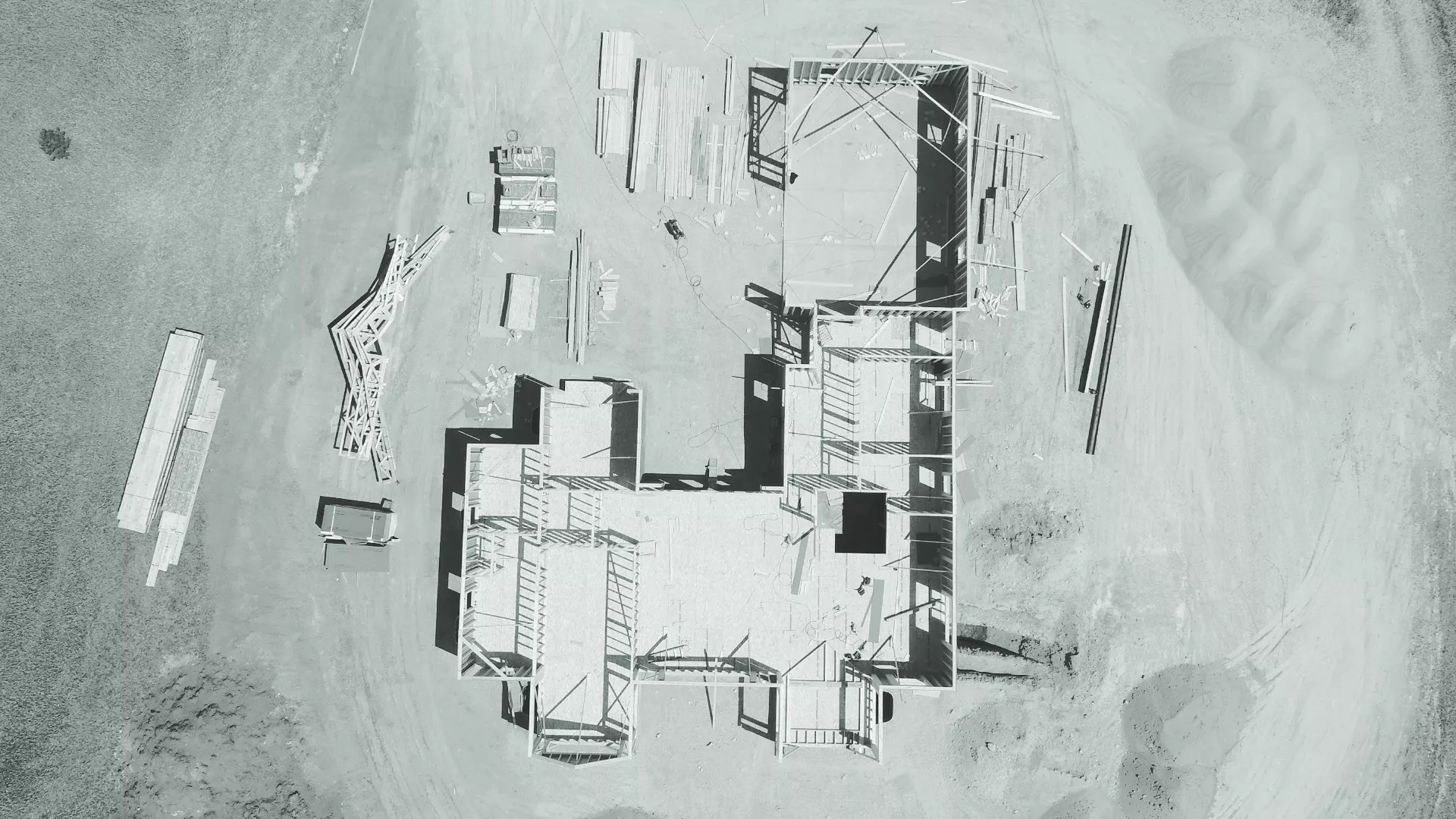 overhead image of custom home being built in el paso county